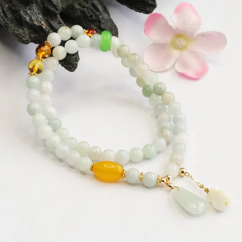 Jade Double Circle Bracelet with Tassel Accent