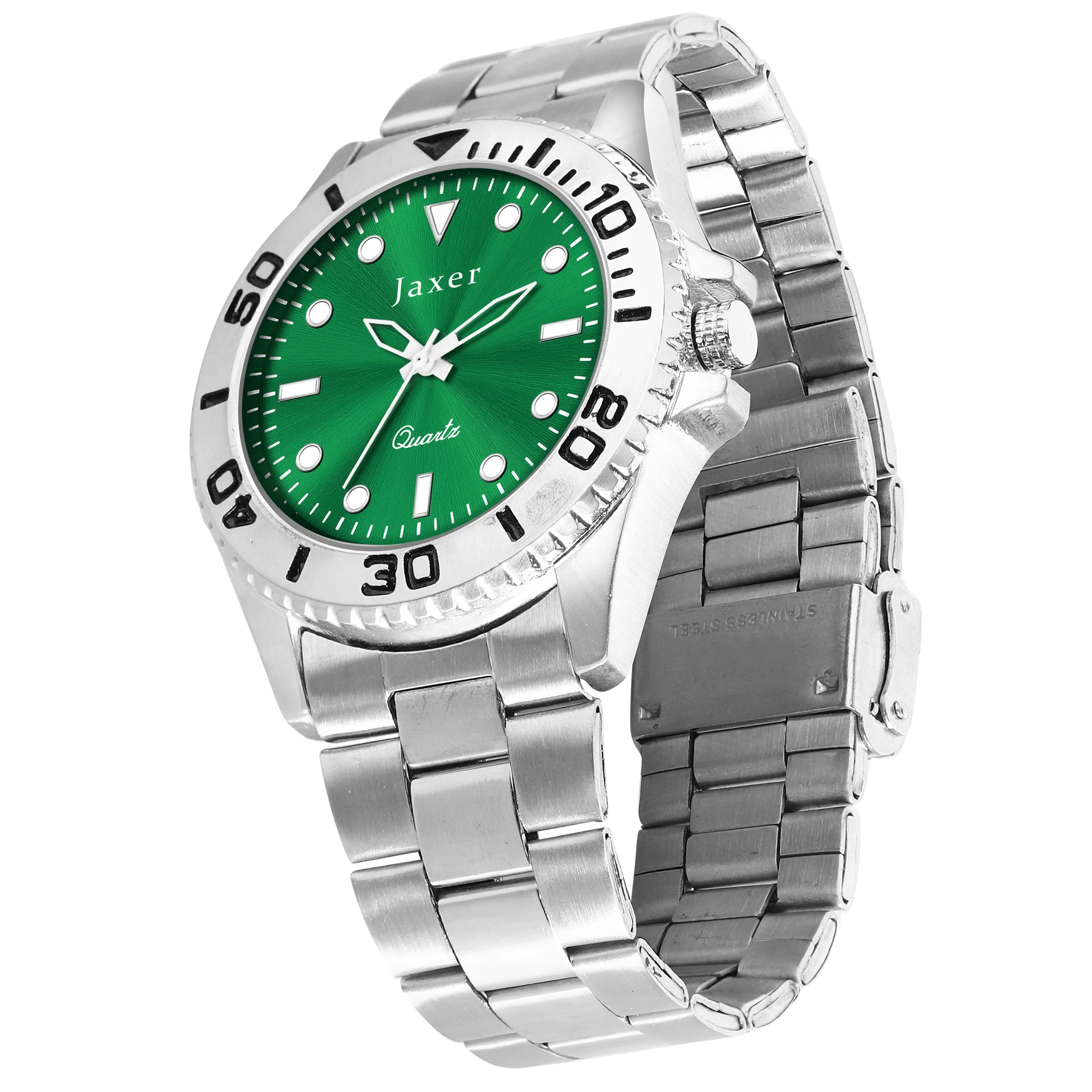 Jaxer Green Dial Steel Chain Analog Wrist Watch for Men - JXRM2187