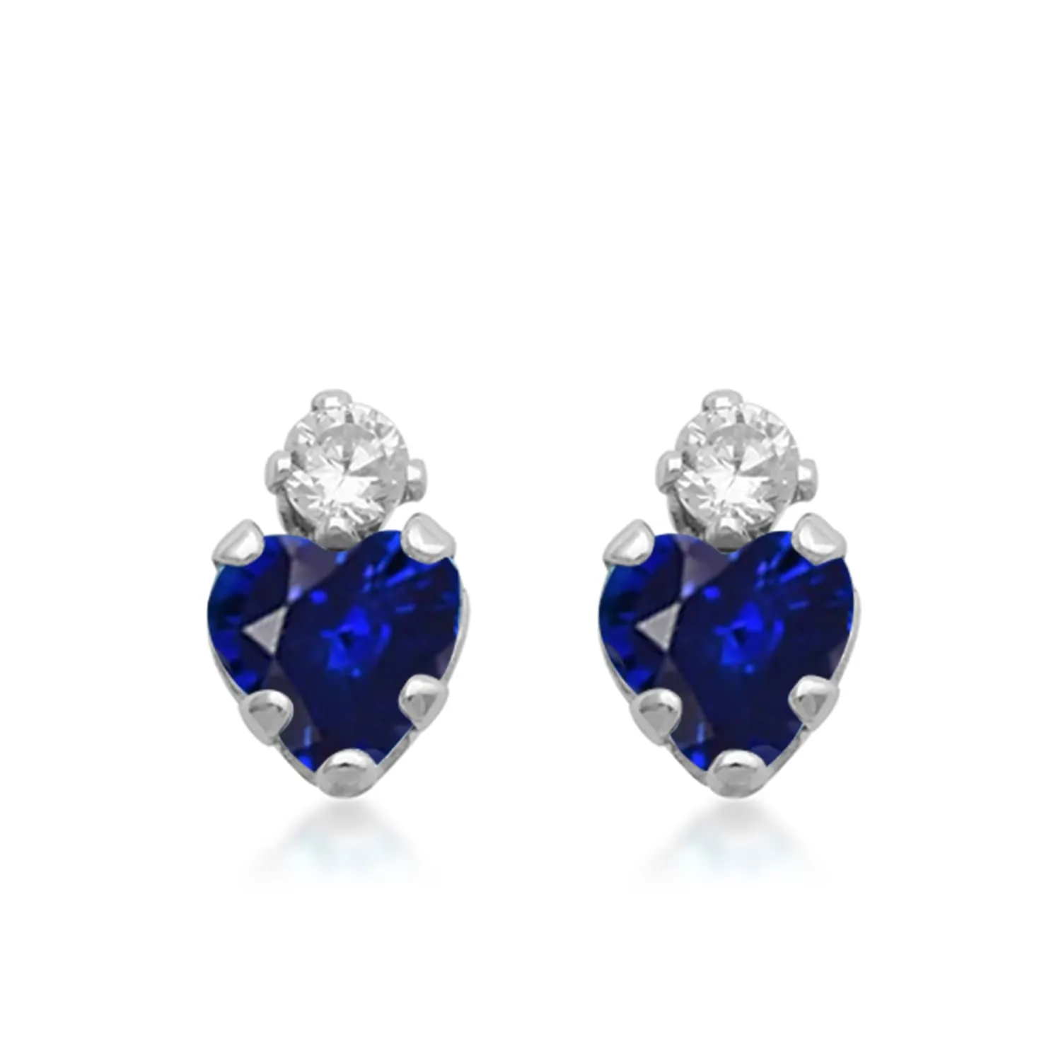 Jewelili Sterling Silver With Created Blue Sapphire and Cubic Zirconia Earrings Pendant Necklace Box Set