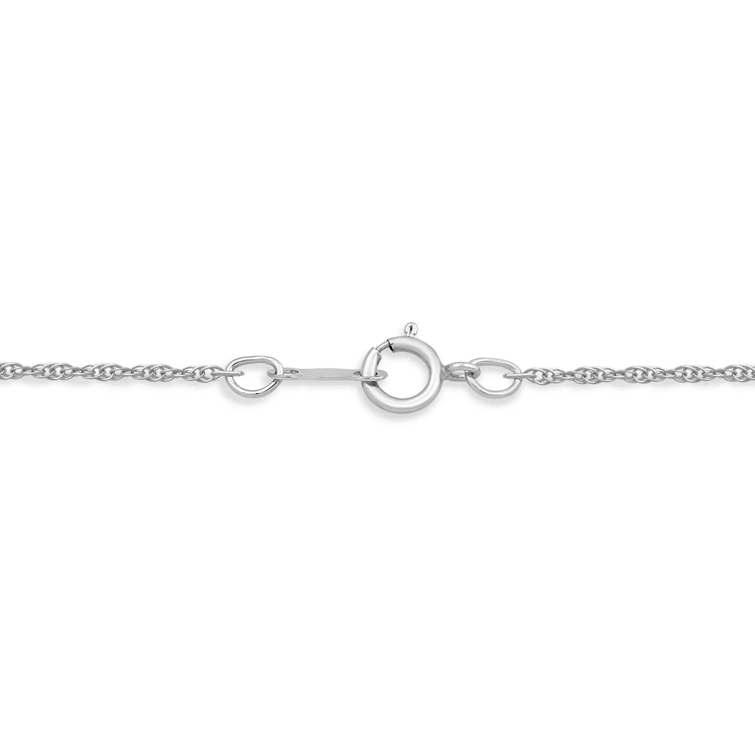Jewelili Sterling Silver With Created Ceylon Sapphire and Created White Sapphire Pendant Necklace
