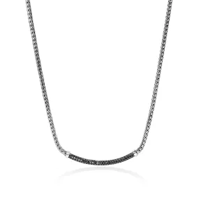 JOHN HARDY ESSENTIAL STERLING SILVER PAVE BLACK SAPPHIRE BAR NECKLACE