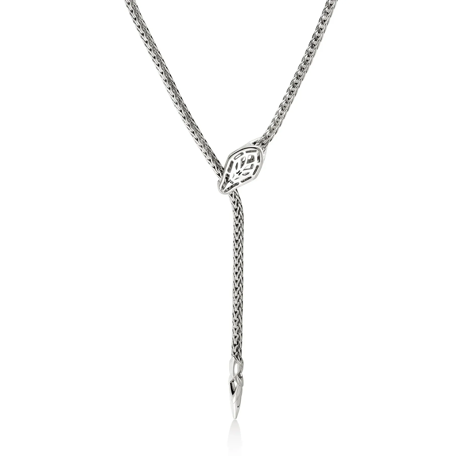John Hardy Naga Sterling Silver Mini Chain Necklace with Blue Sapphire Eyes