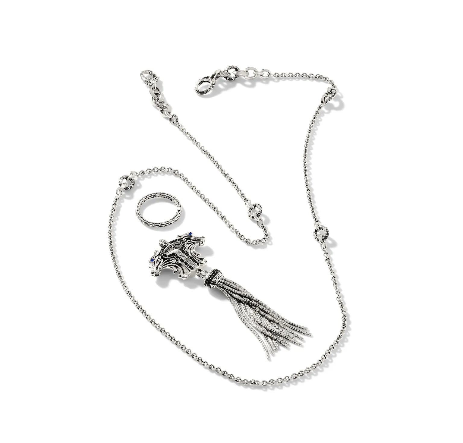 John Hardy Naga Tassel Pendant with Black Sapphire
