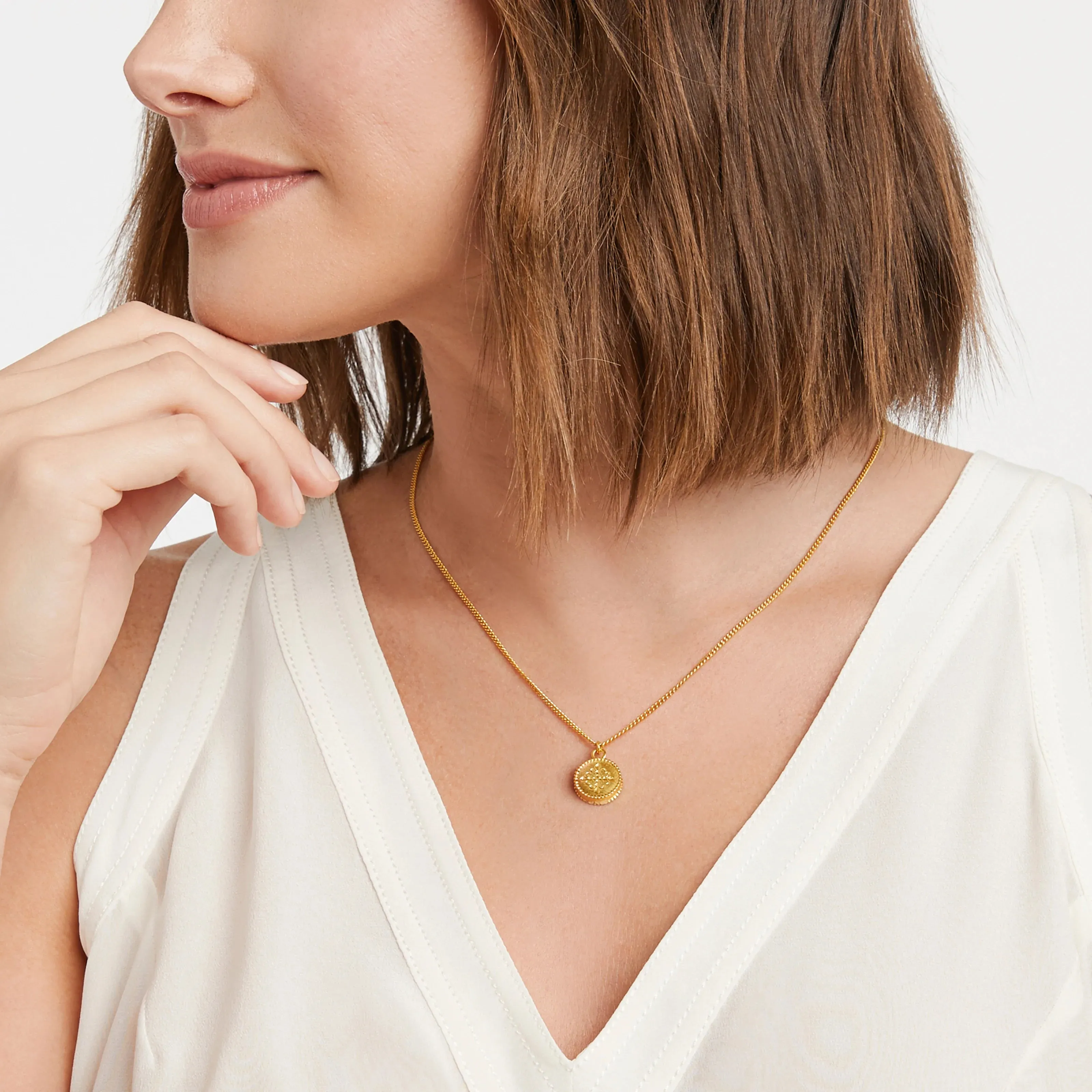 Julie Vos Fleur-de-Lis Solitaire Necklace