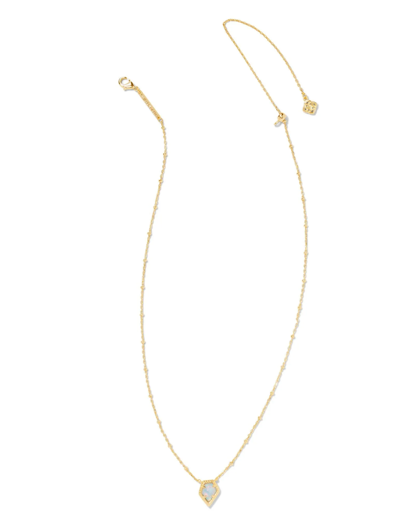Kendra Scott Framed Gold Tess Satellite Short Pendant Necklace in Luster Light Blue
