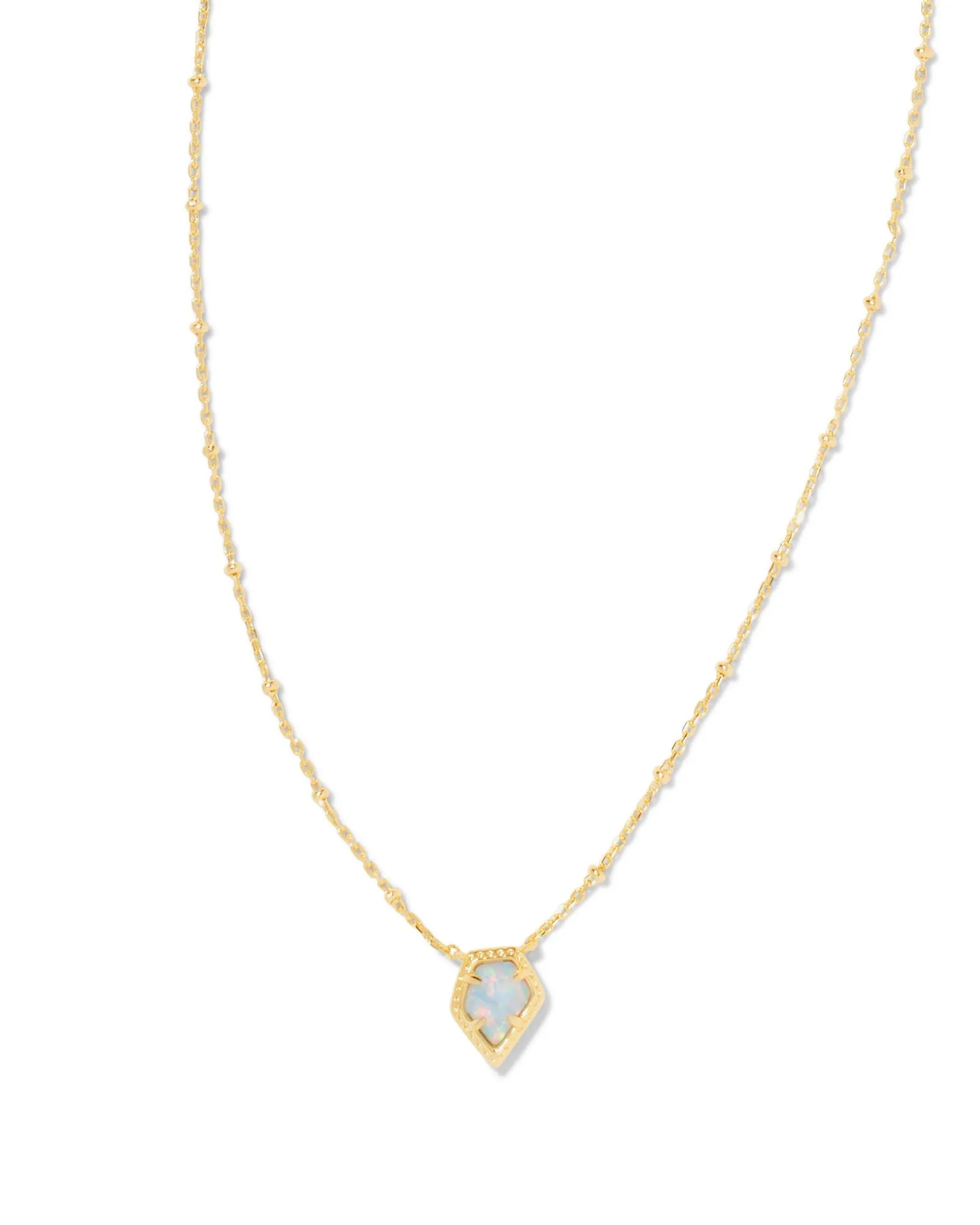 Kendra Scott Framed Gold Tess Satellite Short Pendant Necklace in Luster Light Blue