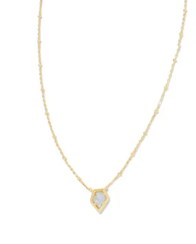 Kendra Scott Framed Gold Tess Satellite Short Pendant Necklace in Luster Light Blue