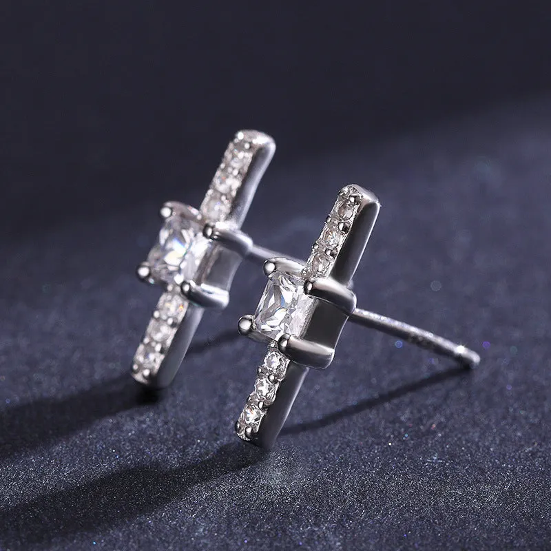 Korean Style Sterling Silver Zircon Earrings