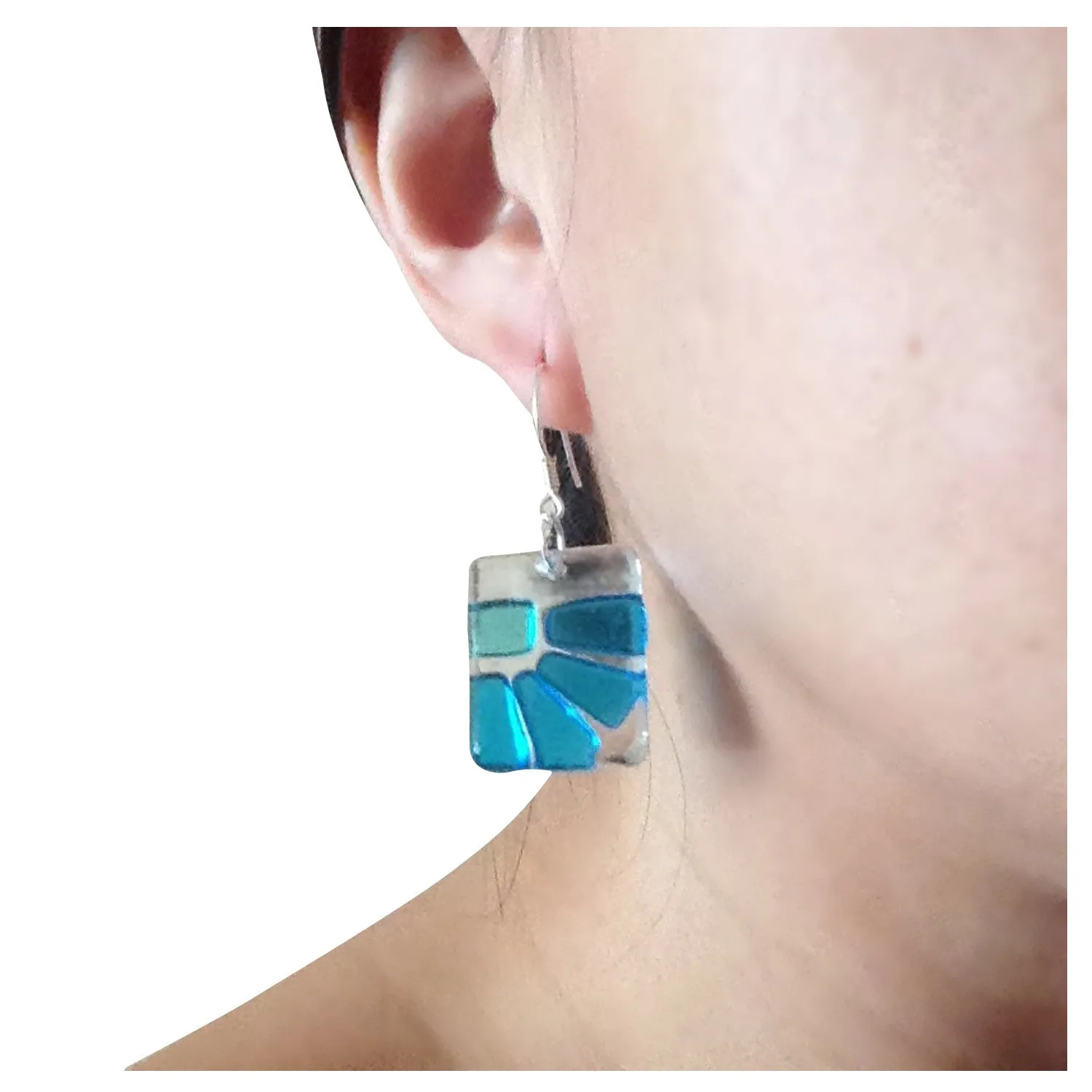 LAMA Glass Earrings - Aqua