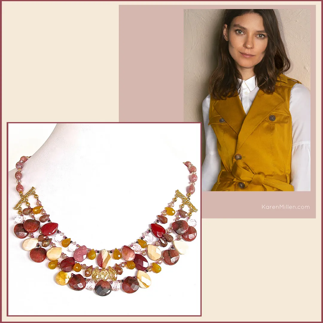 Lana: 18" Gemstone Bib Necklace