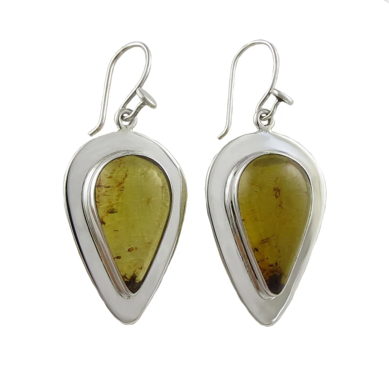 Large Sterling Silver Maria Belen Amber Teardrop Earrings