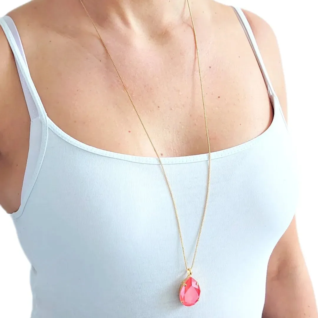 Large Swarovski Crystals Teardrop Pendant