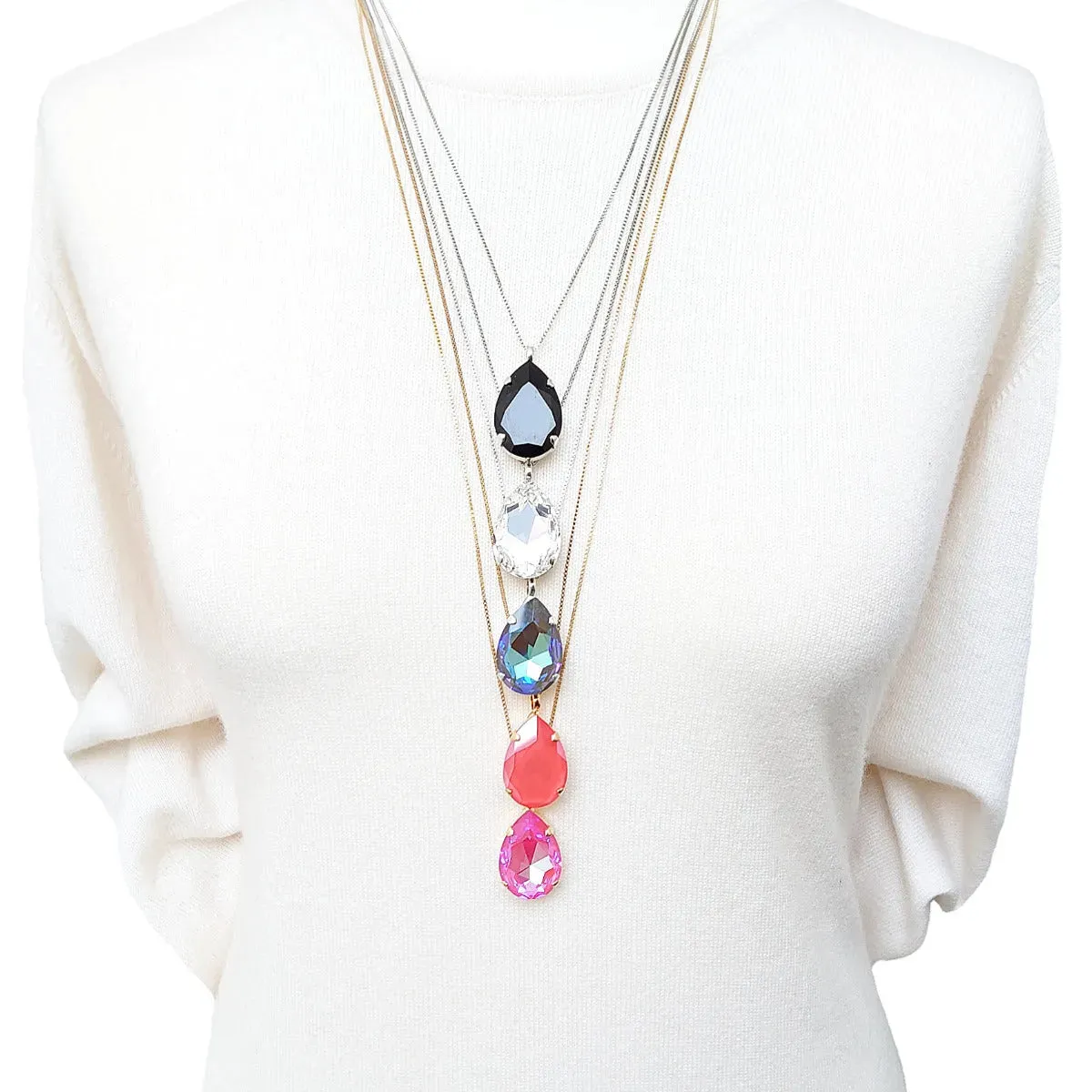 Large Swarovski Crystals Teardrop Pendant