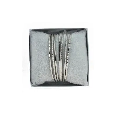 Les Interchangeables Semainier Silver Bracelet Cuff Stack of 7 (Palladium)