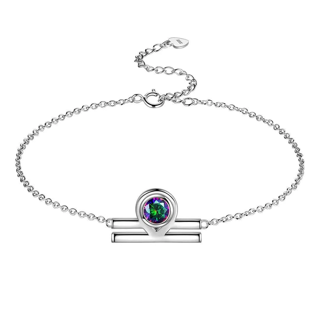 Libra Bracelet Women Girls Jewelry Birthday Gift Mystic Topaz Sterling Silver