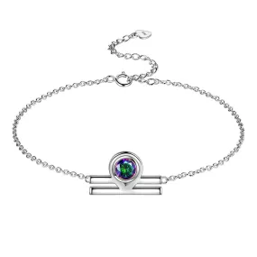 Libra Bracelet Women Girls Jewelry Birthday Gift Mystic Topaz Sterling Silver