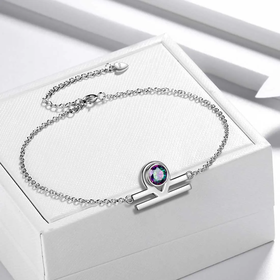 Libra Bracelet Women Girls Jewelry Birthday Gift Mystic Topaz Sterling Silver