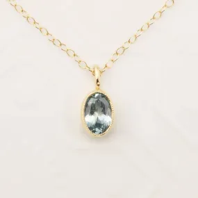 Light Blue Montana Sapphire Bezel Set Charm Necklace (One of a kind)