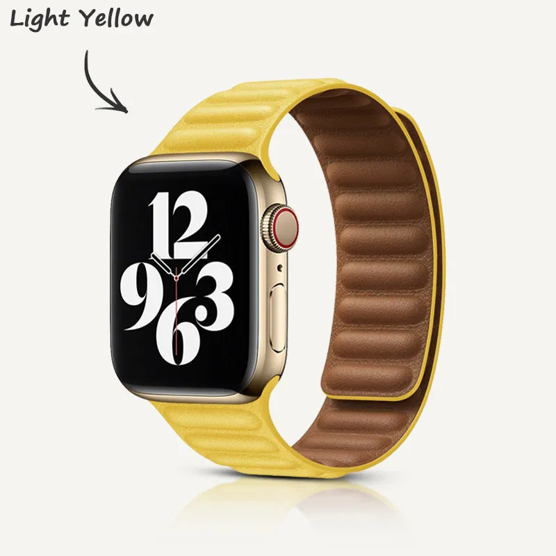Light Yellow | Leather Link Magnetic Strap