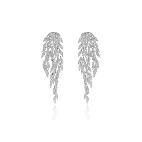 Long Cubic Zircon Leaves Popular Earrings, Drop Crystals Earring for Bride, Women Girl Birthday Party Jewelry CE11900