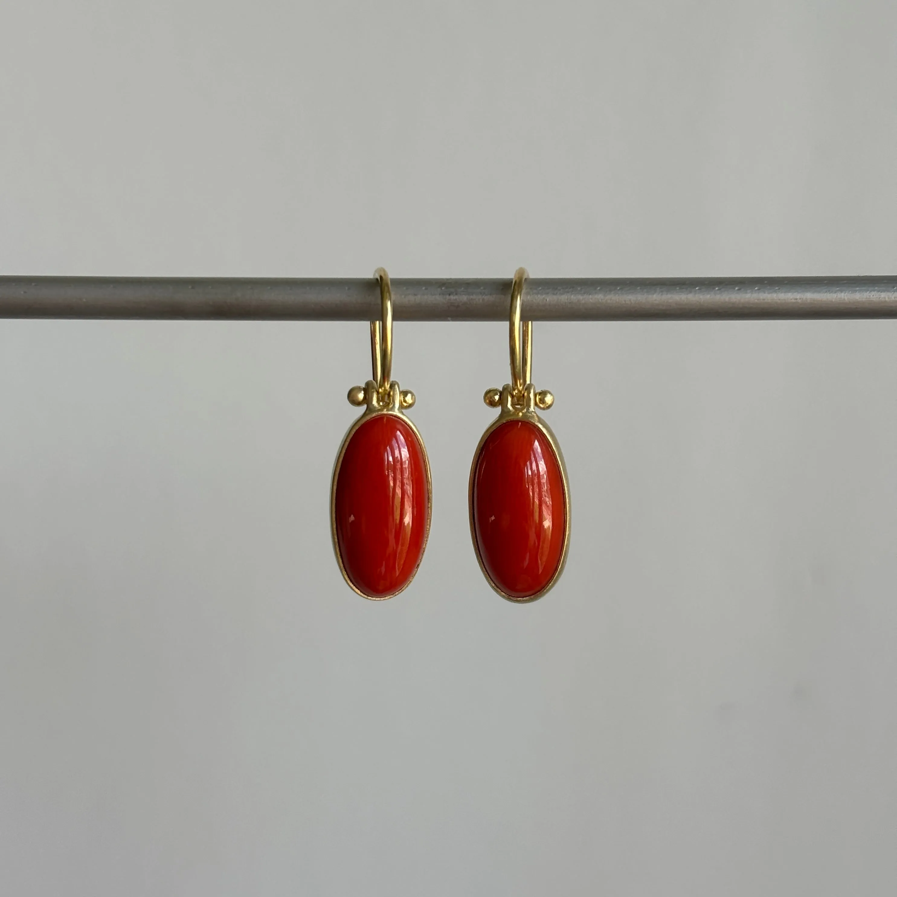 Long Oval Coral Earrings