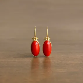 Long Oval Coral Earrings