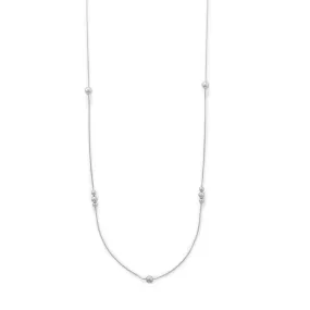 Long Silver Snake Chain with Beads Necklace