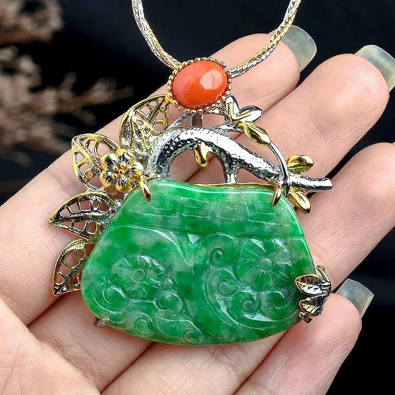 Love & Acceptance Green Jade Women's Necklace Pendant/Brooch