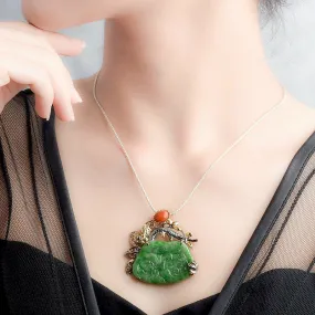 Love & Acceptance Green Jade Women's Necklace Pendant/Brooch