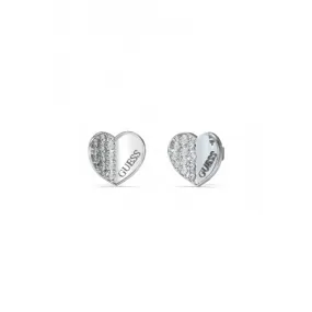 Lovely Guess 12mm Plain Pave Heart Earrings UBE03038RH