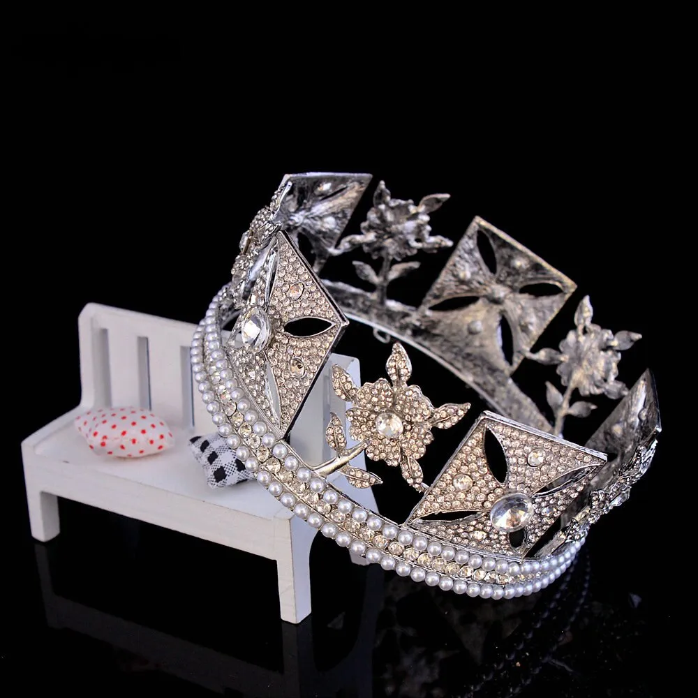 Luxury Crown Queen Elizabeth White Style Baroque Royal Crown