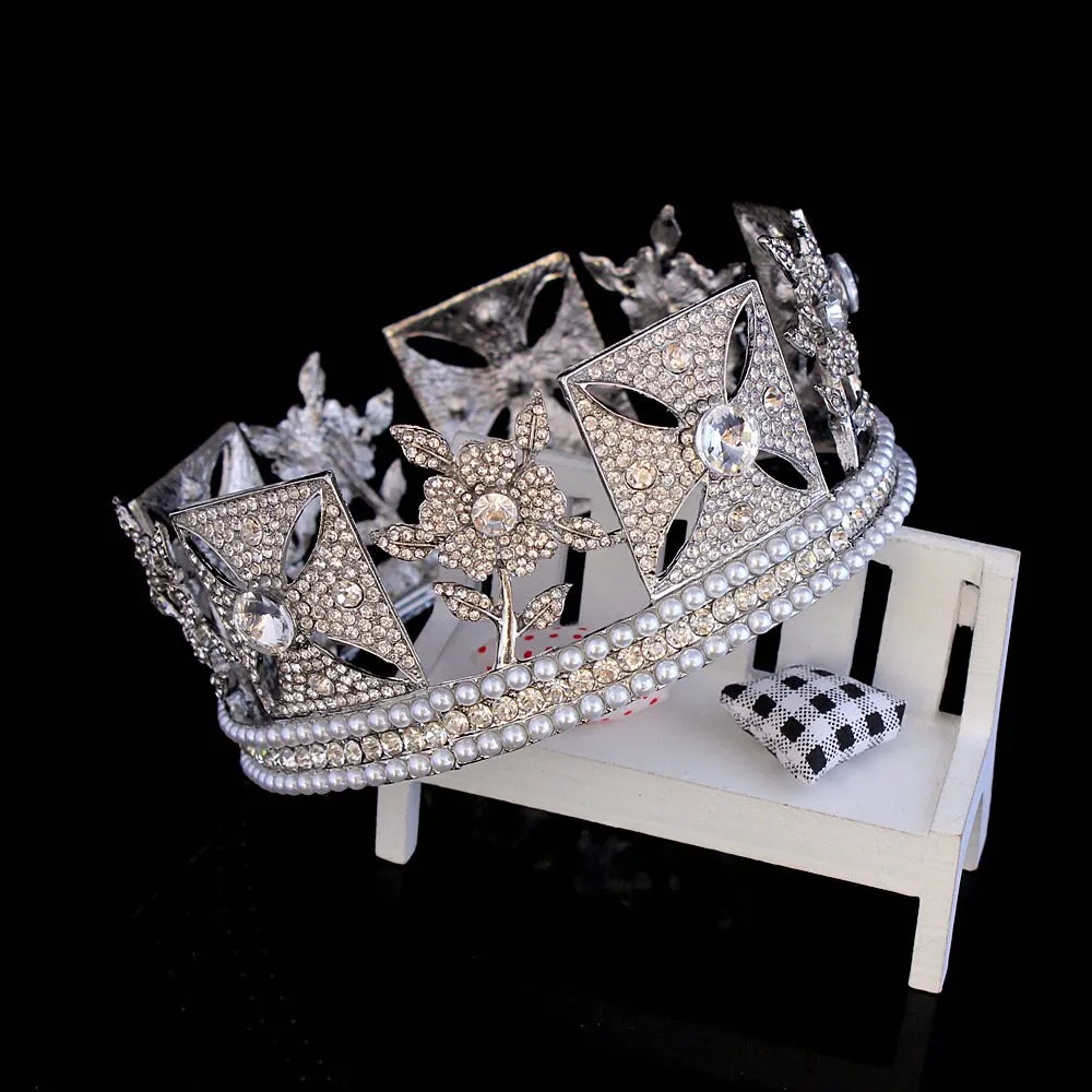 Luxury Crown Queen Elizabeth White Style Baroque Royal Crown