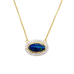Marika Diamond, Blue Opal & 14k Gold Necklace - M7204