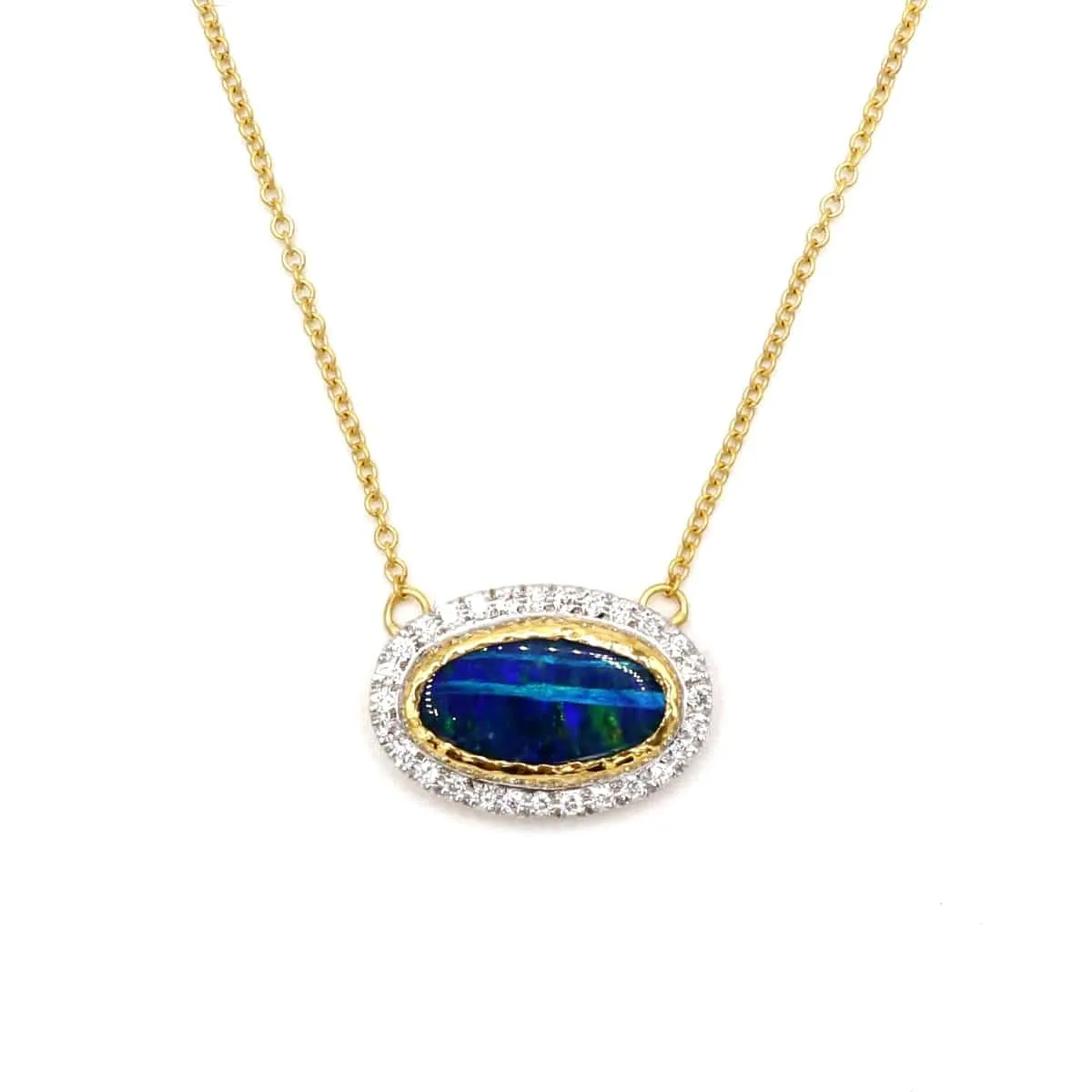 Marika Diamond, Blue Opal & 14k Gold Necklace - M7204