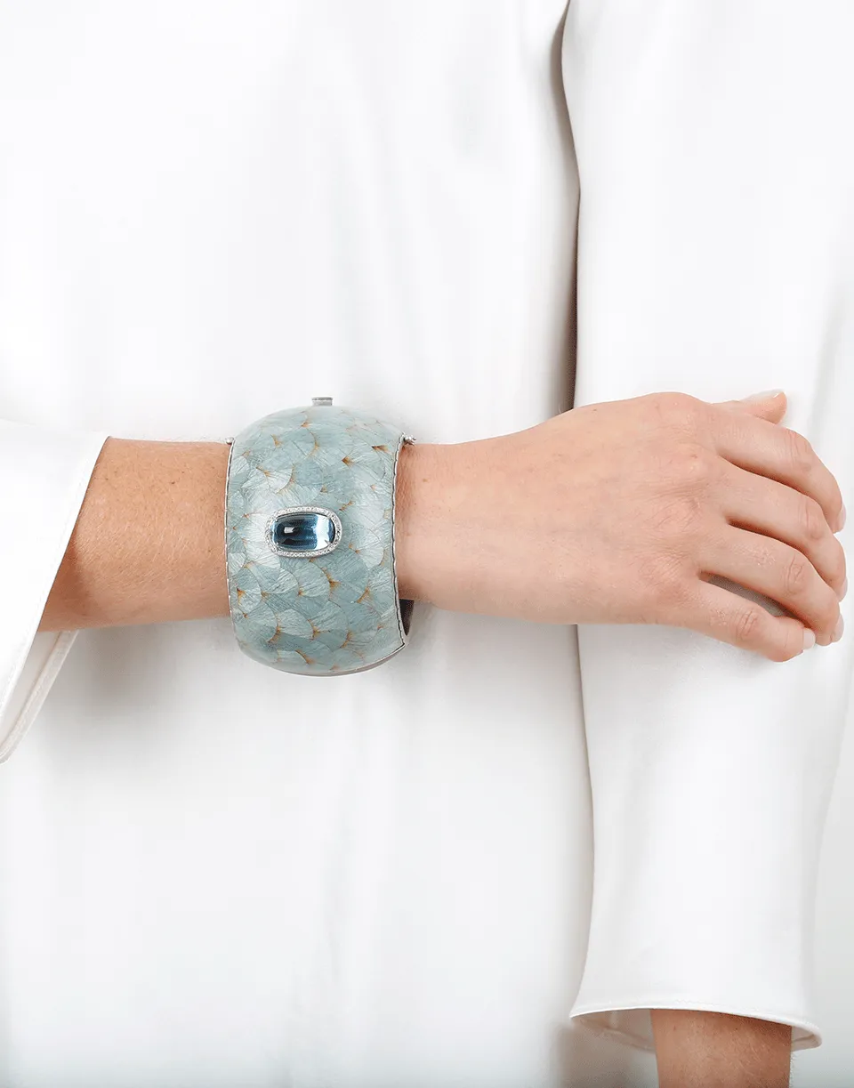 Marquetry Light Blue Cuff Bracelet