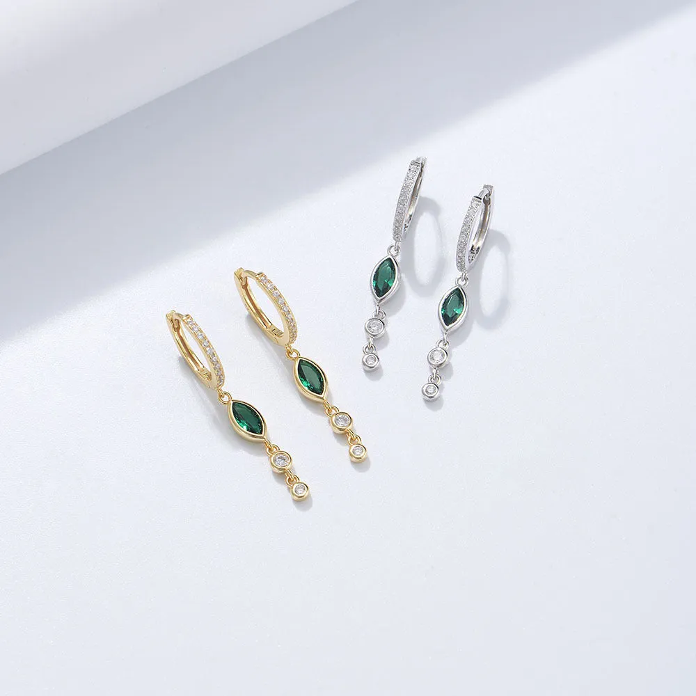 Marquise Zircon Beading Silver Drop Earrings for Women