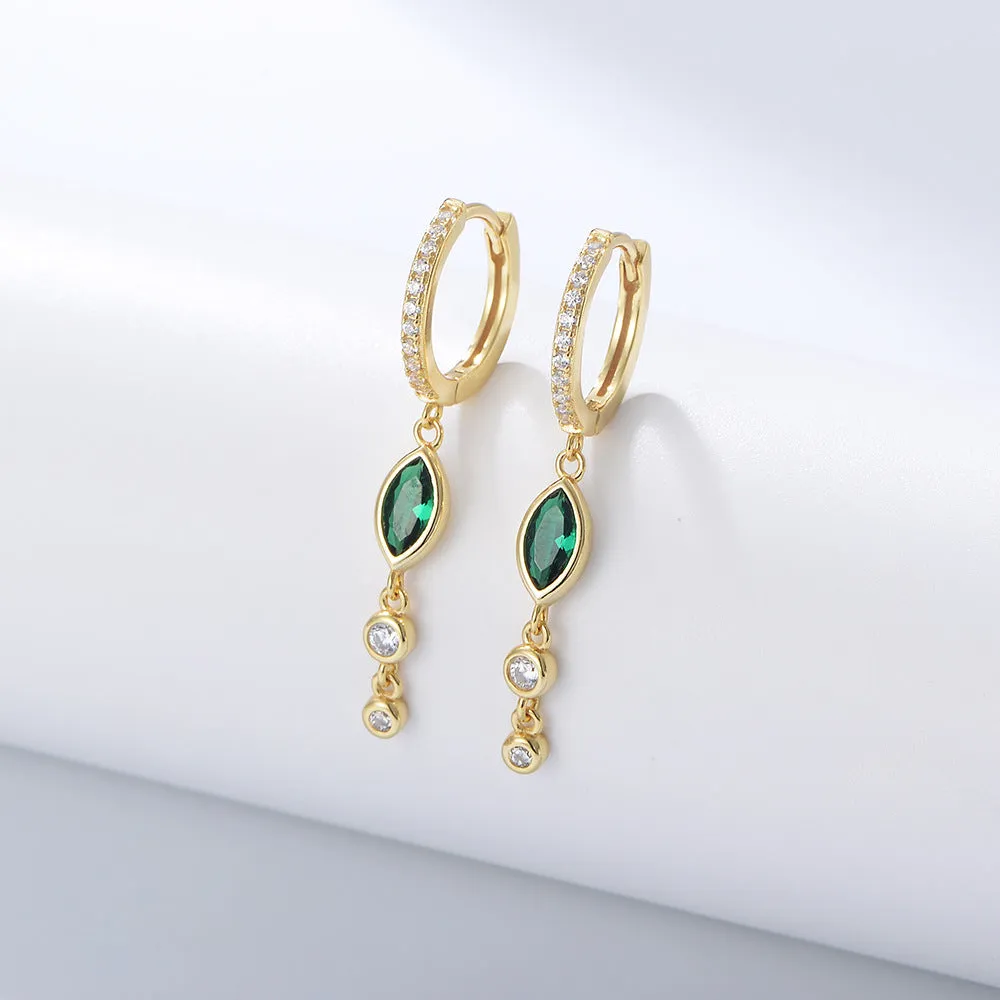 Marquise Zircon Beading Silver Drop Earrings for Women