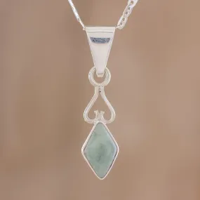 Marvelous Apple Green Diamond Diamond-Shaped Apple Green Jade Pendant Necklace Guatemala