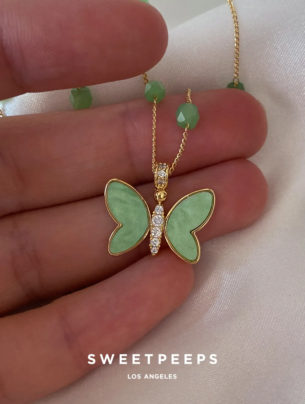 Matcha Green Butterfly Necklace