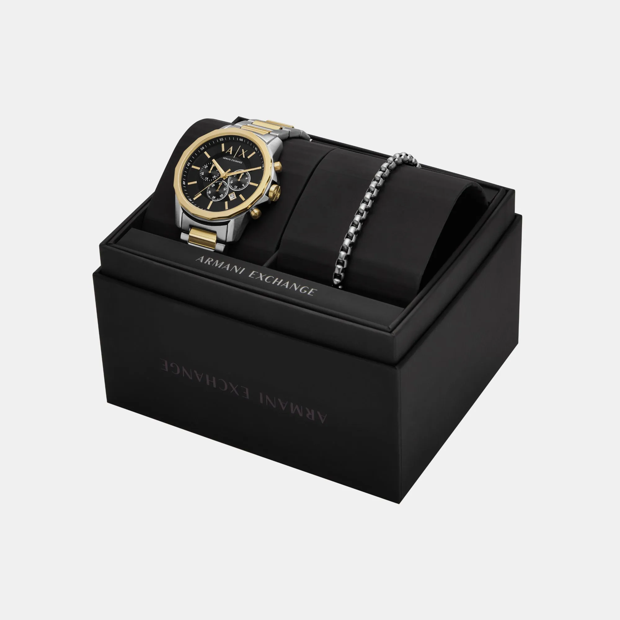 Men's Chronograph Two-Tone Stainless Steel Watch and Bracelet Set AX7148SET