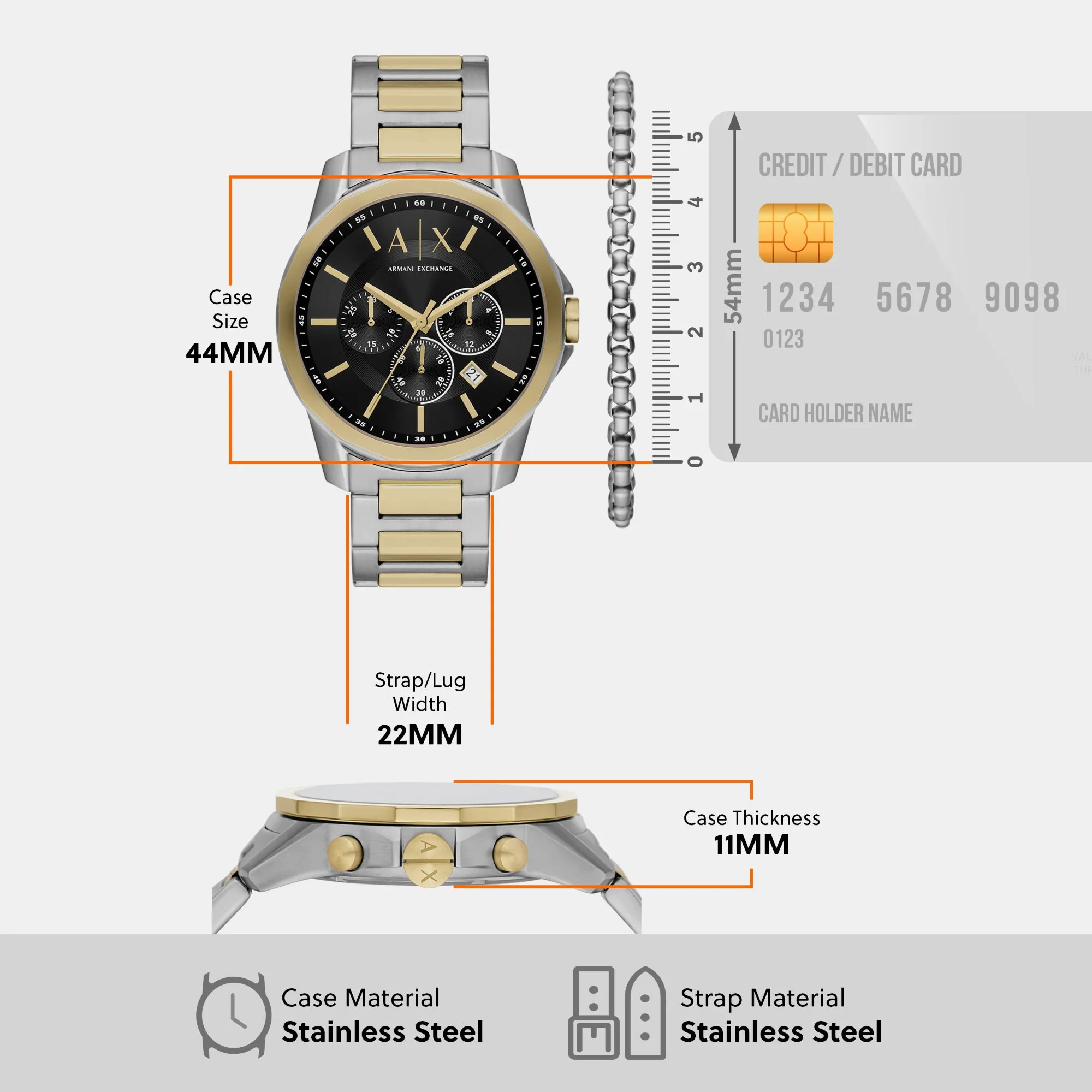 Men's Chronograph Two-Tone Stainless Steel Watch and Bracelet Set AX7148SET