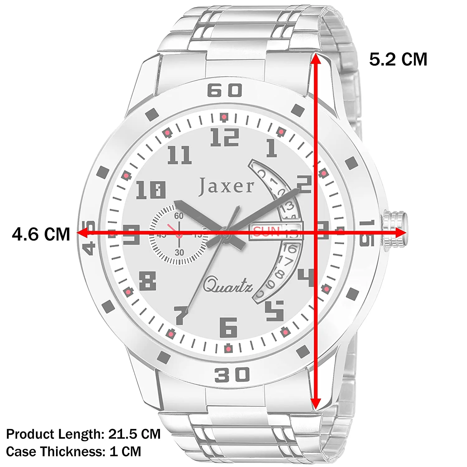 Men's Grey Dial Analogue Watch with Day/Date Function and Steel Chain - JXRM2157