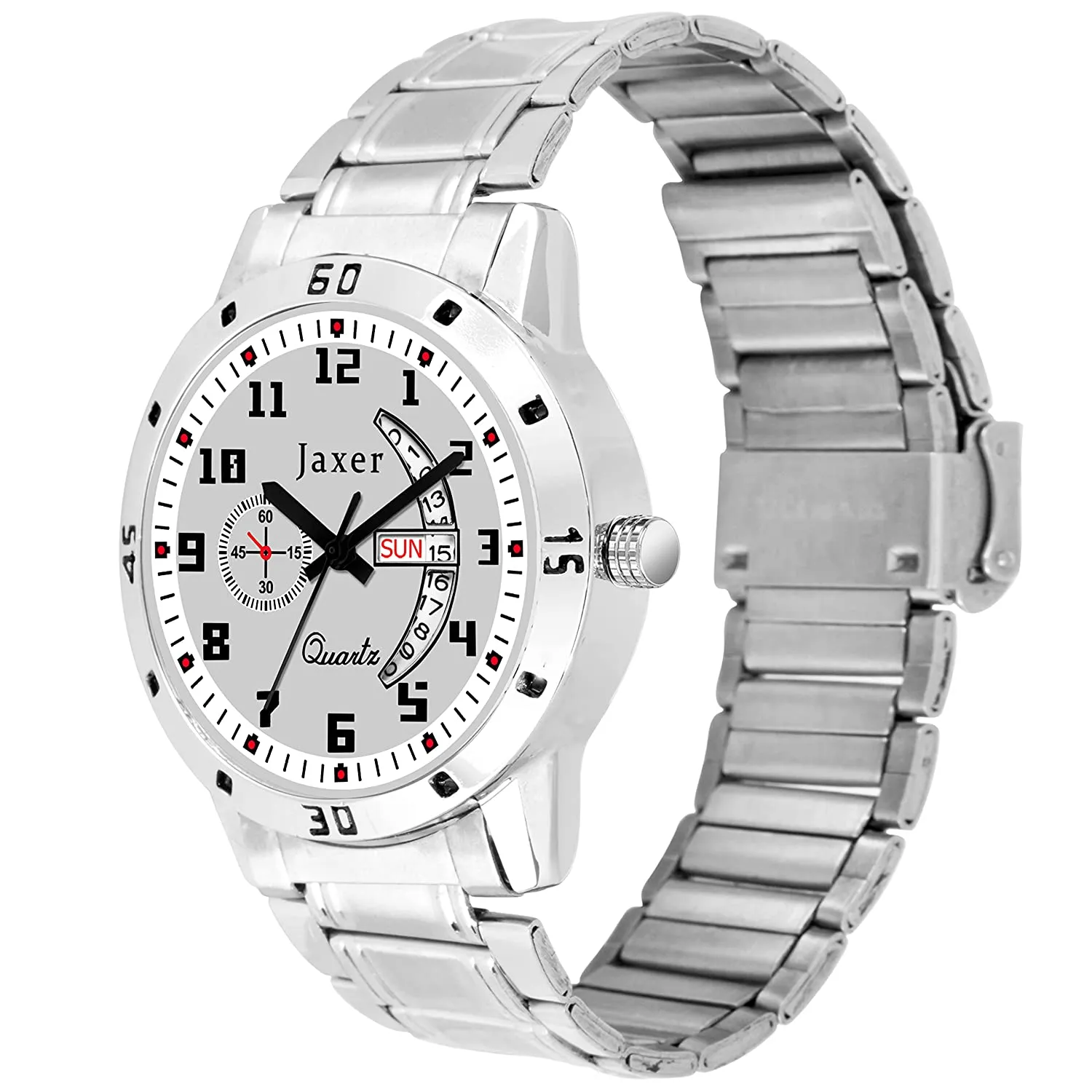 Men's Grey Dial Analogue Watch with Day/Date Function and Steel Chain - JXRM2157