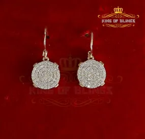 Men's White Gold Hip Hop Iced Round Dangling 925 Sterling Silver Earrings