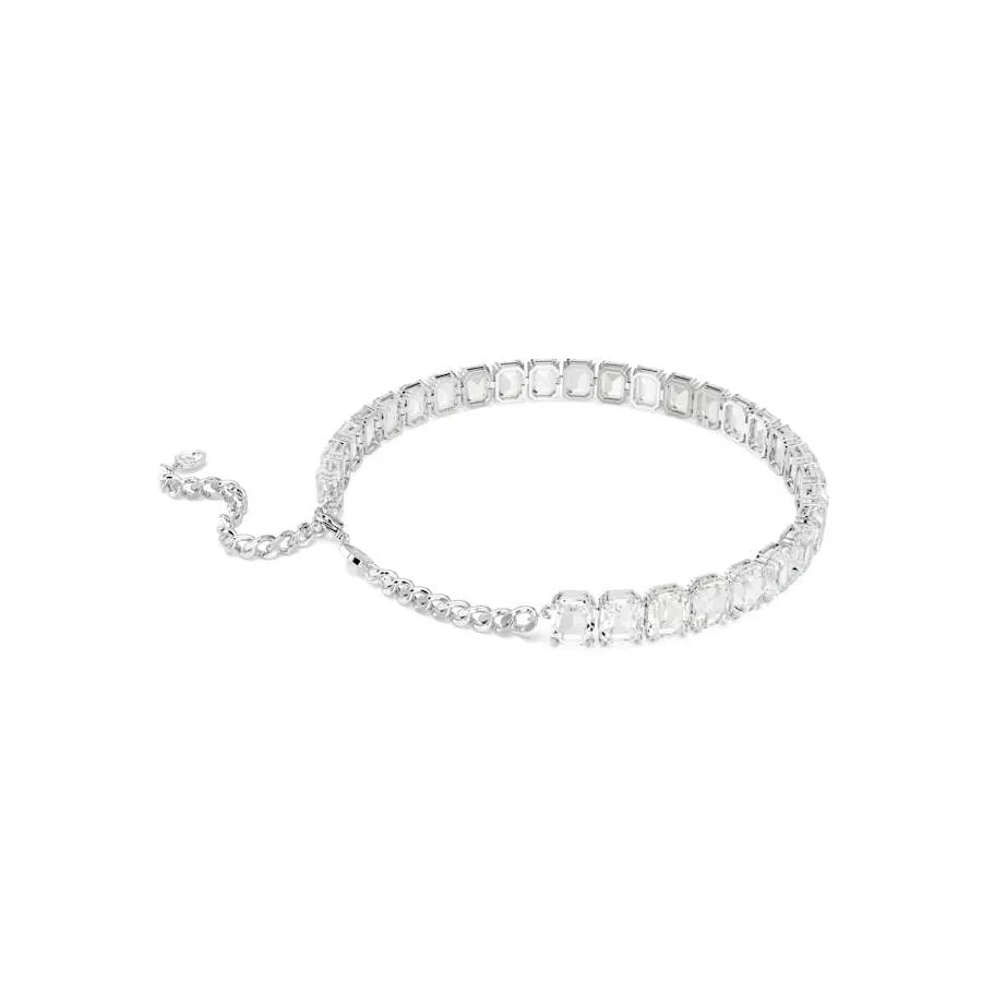 Millenia Rhodium Plated White Octagon Cut Crystal Choker 5696292