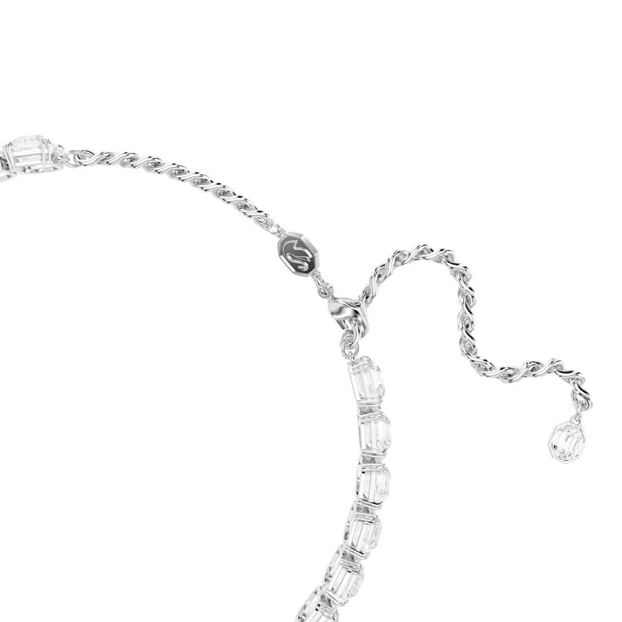 Millenia Rhodium Plated White Octagon Cut Crystal Choker 5696292