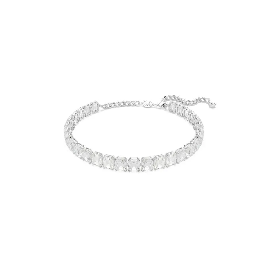 Millenia Rhodium Plated White Octagon Cut Crystal Choker 5696292