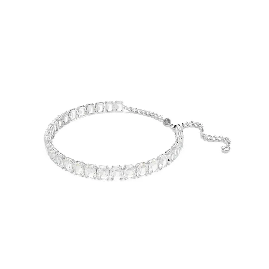 Millenia Rhodium Plated White Octagon Cut Crystal Choker 5696292