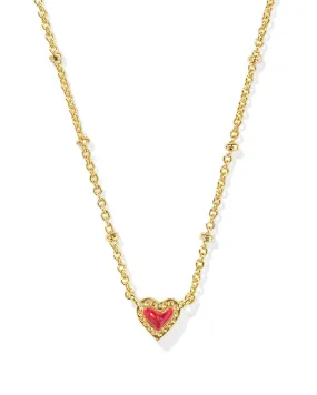 Mini Ari Heart Satellite Necklace in Gold Red Kyocera Opal