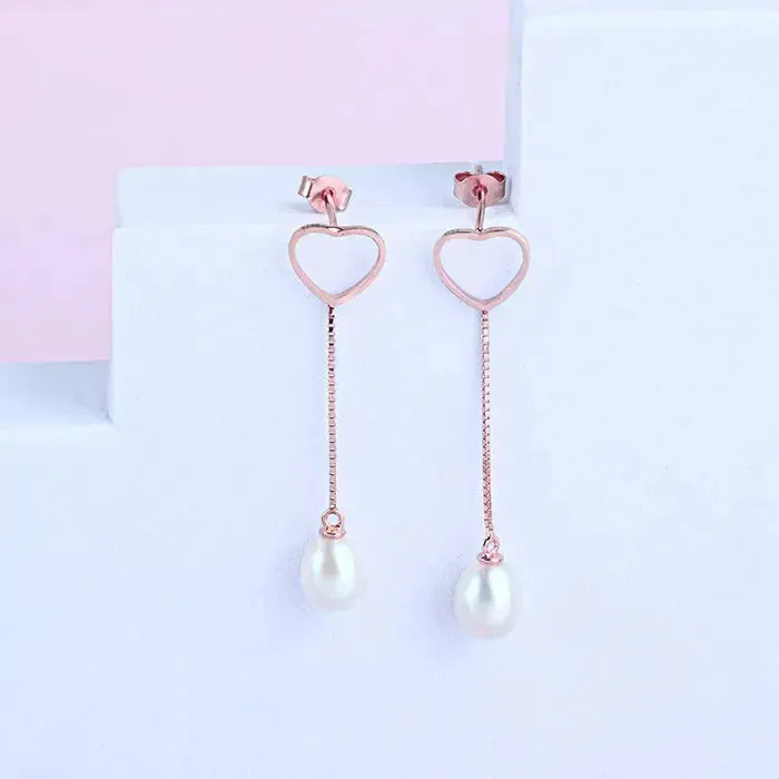 Minimal Dangling Heart Pendant Chain Set